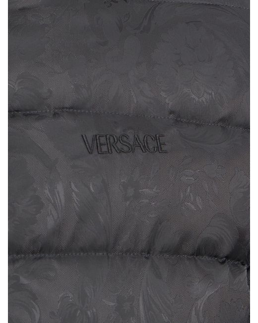 Versace Gray Barocco Jacquard Nylon Down Jacket for men
