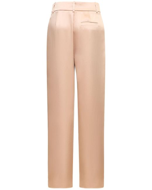Pantalones de satén de seda doble Giorgio Armani de color Natural