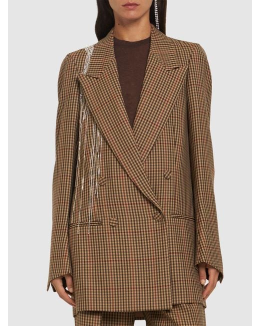 Dries Van Noten Brown Bestickter Wollblazer "blink"