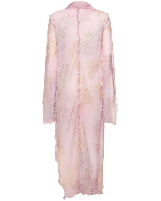 Robe caftan longue en coton et soie Acne en coloris Pink
