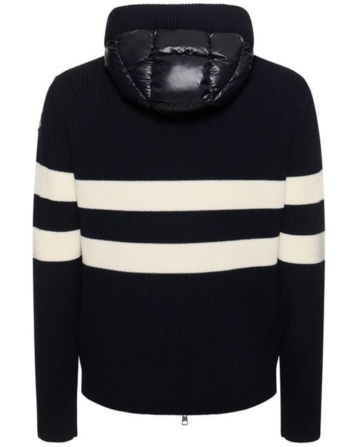 Moncler Blue Extrafine Wool & Tech Cardigan for men