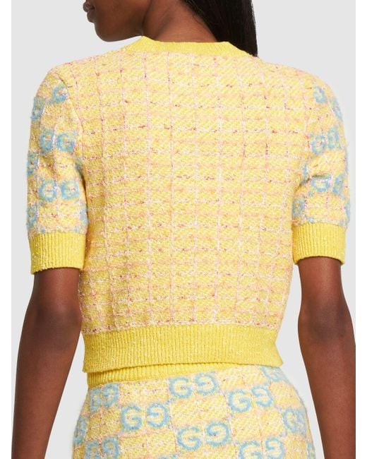 Top GG en intarsia de laine melangee Gucci en coloris Yellow
