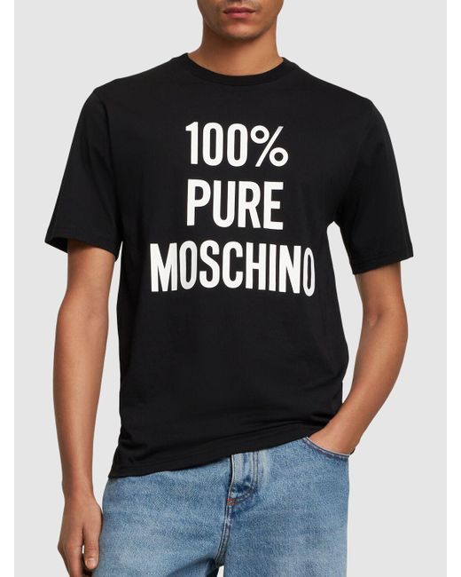 Moschino T-shirt Aus Baumwolle "100% Pure " in Black für Herren