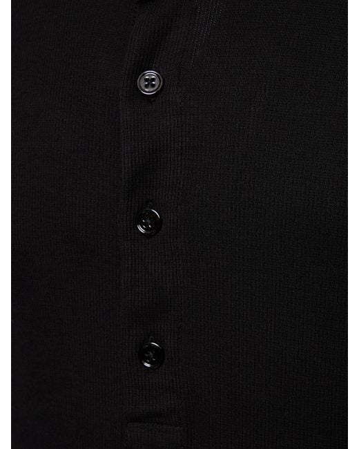 Tom Ford Black Henley Cotton & Lyocell Ribbed T-Shirt for men