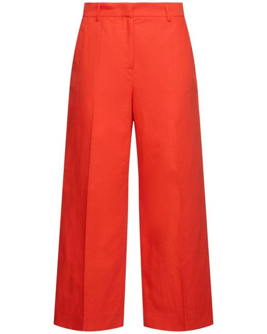 Weekend by Maxmara Zircone コットン&リネンキャンバスワイドパンツ Red
