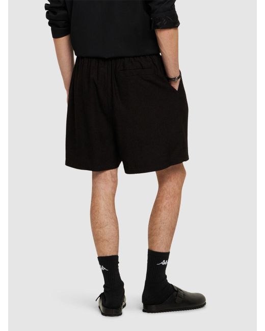 4SDESIGNS Black baggy Viscose Blend Satin Shorts for men