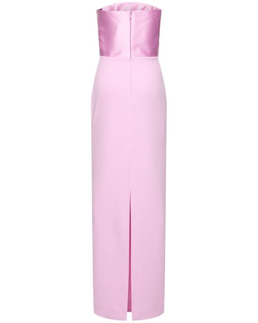 Solace London Pink Afra Strapless Crepe And Satin-twill Gown