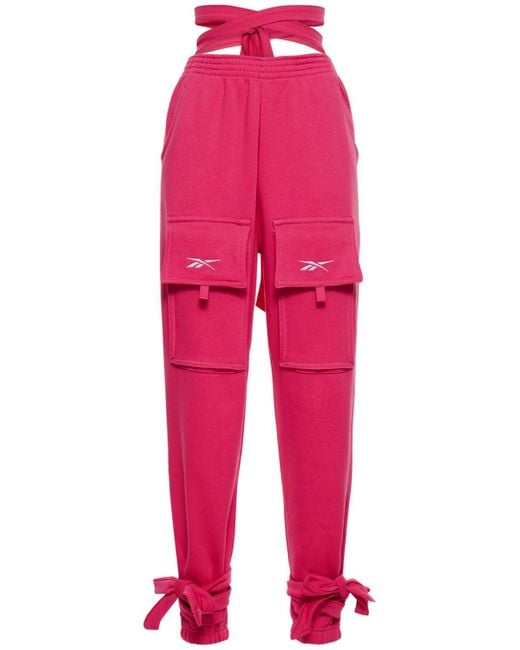 Reebok Pink Cardi B Cotton Blend Knit Pants
