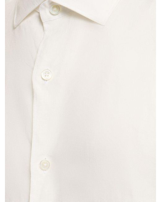 Chemise en lin pur à manches longues Zegna pour homme en coloris White