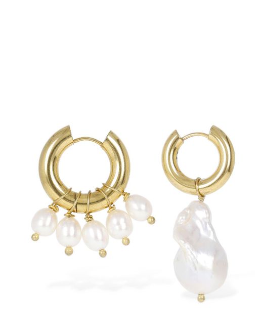 Timeless Pearly Metallic Mismatched Pearl Earrings