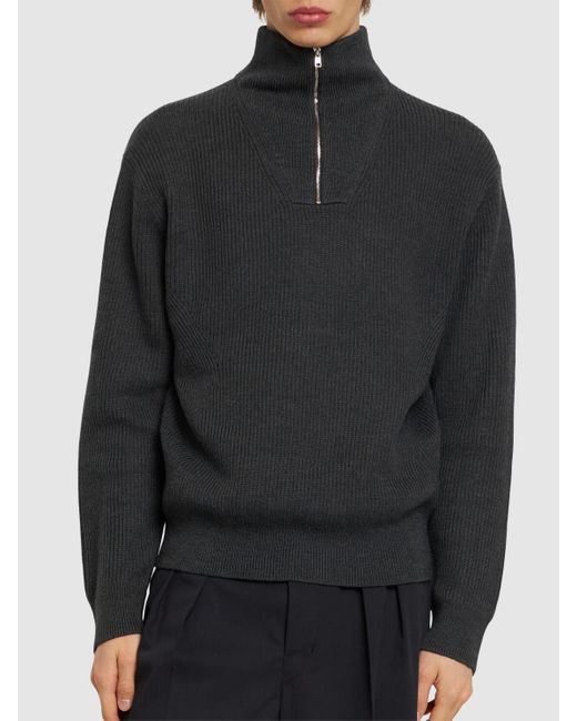 Suéter de punto de lana con media cremallera Theory de hombre de color Black