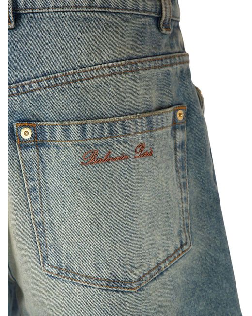 Balmain Blue Denim-shorts Im Raw Cut