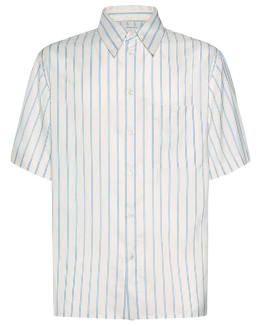 Bottega Veneta White Striped Silk Regular Fit S/s Shirt for men