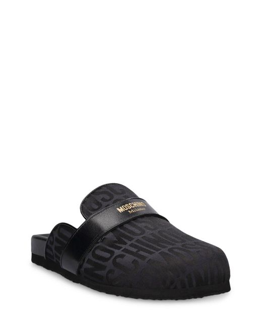 Moschino Black 30Mm Logo Jacquard Mules