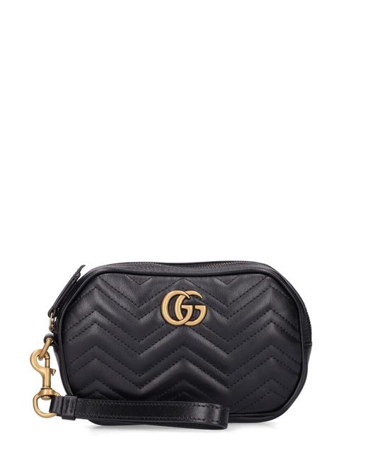 Gucci Gg Marmont Leather Pouch in Black | Lyst