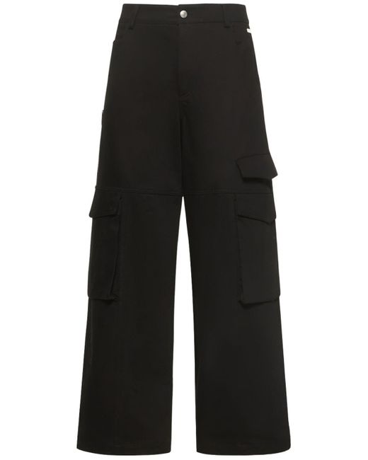 Gcds Leather Workwear Ultra Wide Cargo Pants in Black for Men | Lyst