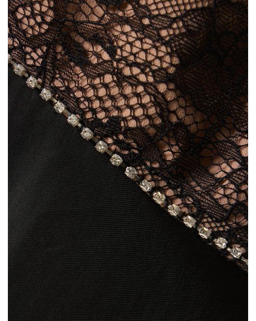 Self-Portrait Black Lace & Satin Viscose Maxi Dress