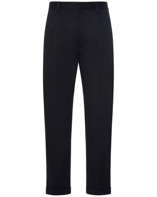 DSquared² Blue Pleated Stretch Cotton Pants for men