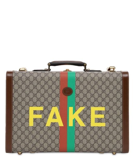 Gucci Natural Gg Supreme Fake Not Printed Suitcase for men