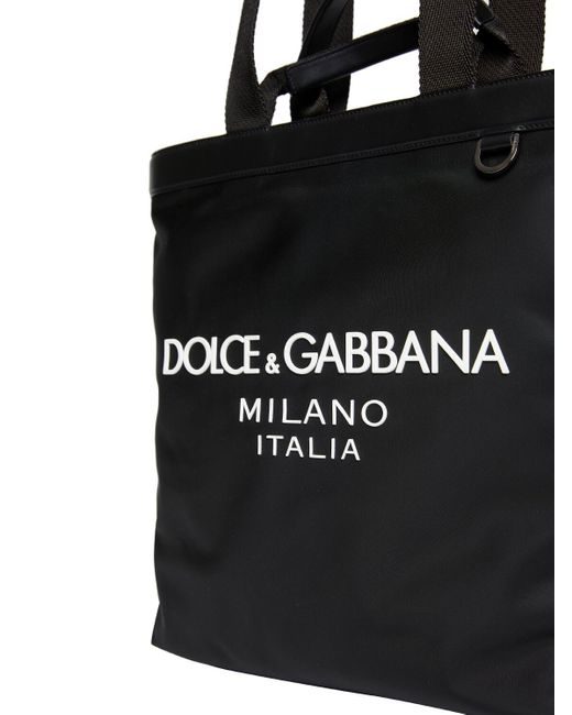 Borsa shopping in nylon con logo di Dolce & Gabbana in Black da Uomo