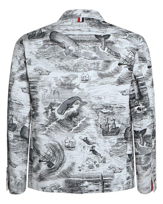 Thom Browne Gray Unconstructed Printed Cotton Blazer for men