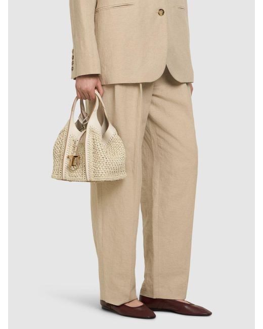 Tod's Mini T クロシェショッピングバッグ Natural