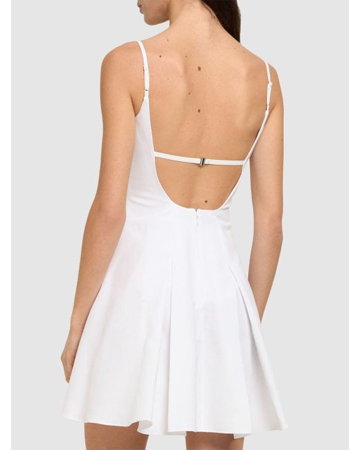 Staud White Joli Cotton Blend Mini Dress
