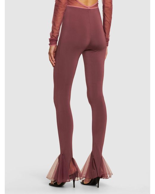 Draped High Rise Jersey Pants W/ Tulle