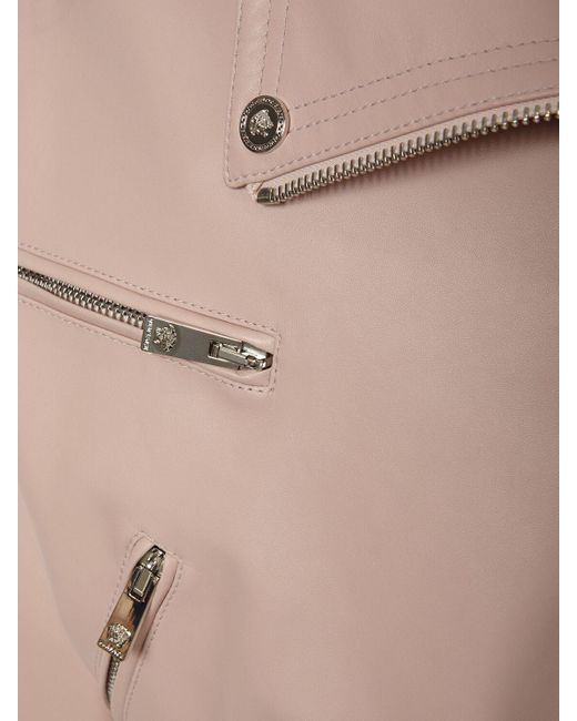 Veste de motard en cuir avec ceinture Versace en coloris Natural