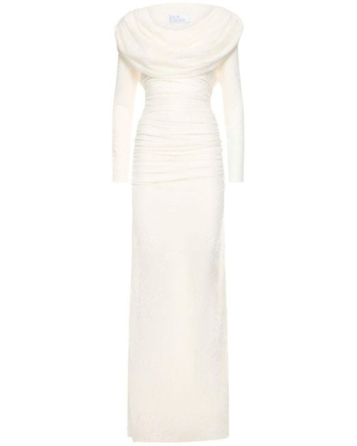 GIUSEPPE DI MORABITO White Langes Kleid Mit Stretch-spitze Und Kapuze