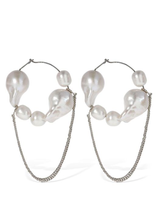 Jil Sander Natural Sweet Connection 2 Pearl Hoop Earrings