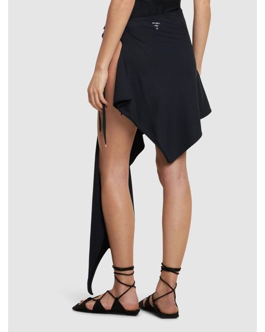 The Attico Black Lycra Asymmetric Skirt