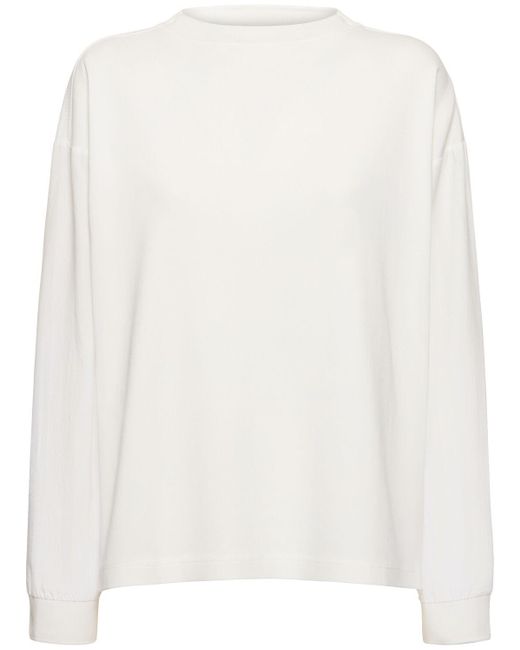 The Row White Amira Jersey Crewneck Sweatshirt