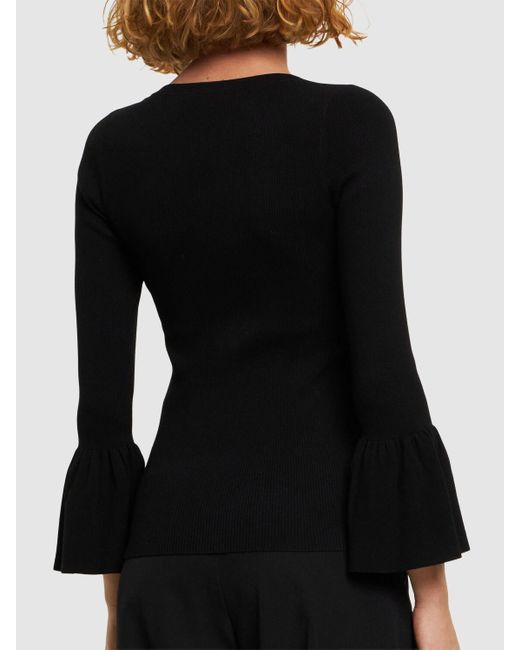 Michael Kors Black Bell Sleeve Viscose Jersey Top