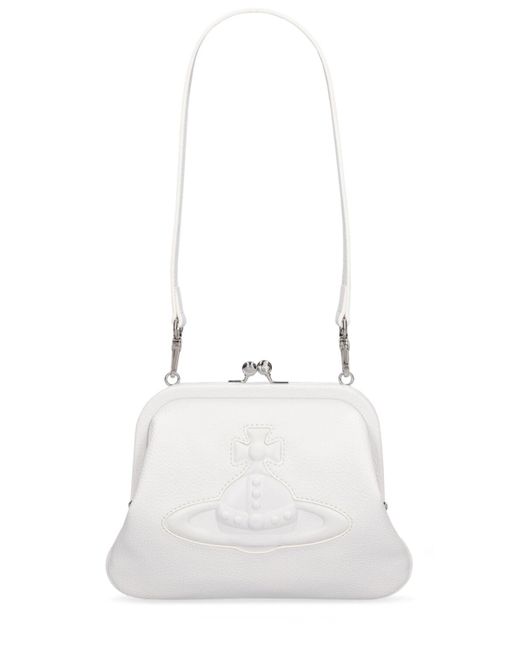 Vivienne Westwood White Vivienne's Faux Leather Embossed Clutch