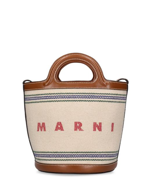 Marni Pink Mini Tropicalia Canvas Bucket Bag