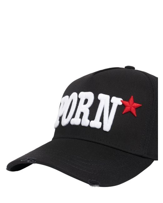 Cappello baseball porn* in cotone di DSquared² in Black da Uomo