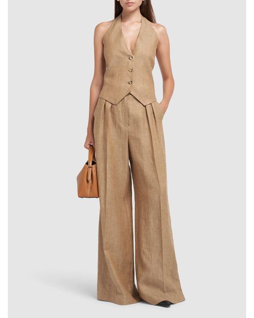 ◆MAX MARA 最新作◆Sauro オープンバック リネンベスト/Beige◆ Sauro open-back linen vest in beige - Max Mara | Mytheresa