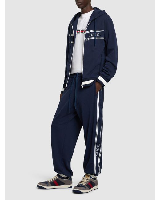 Pantalon de sport en matière technique à logo Gucci pour homme en coloris Blue