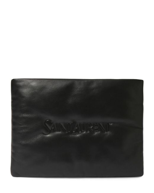 Bolso pouch paris de piel Saint Laurent de hombre de color Black