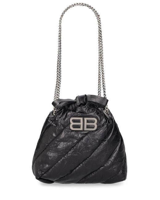 Balenciaga Black Xs Crush Quilted Leather Tote Bag