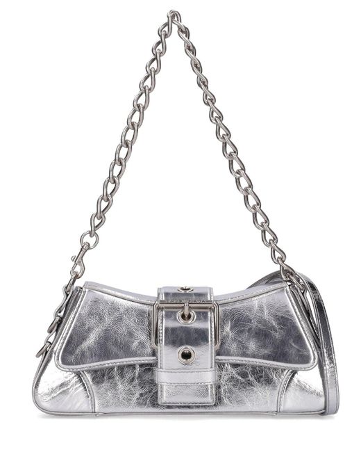 Balenciaga S Lindsay Mirror Leather Shoulder Bag in Silver (Metallic ...