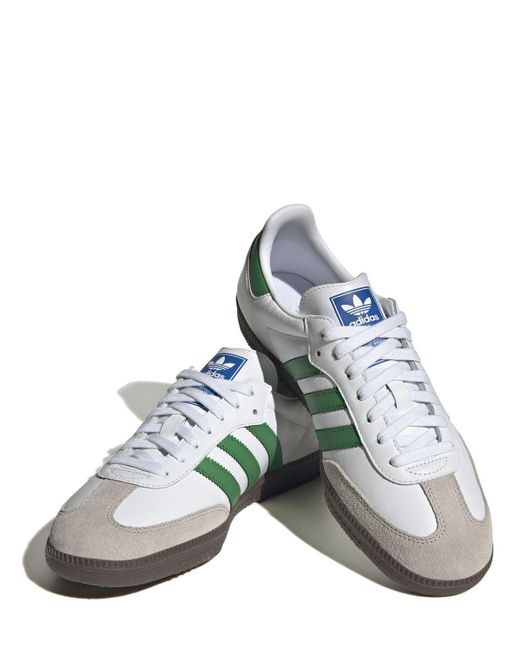 adidas Originals White And Green Samba Og Trainers | Lyst