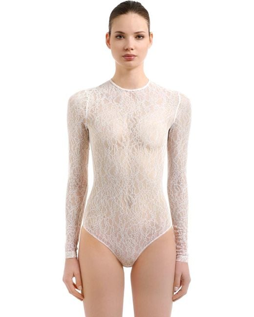 Body en dentelle transparente Givenchy en coloris White