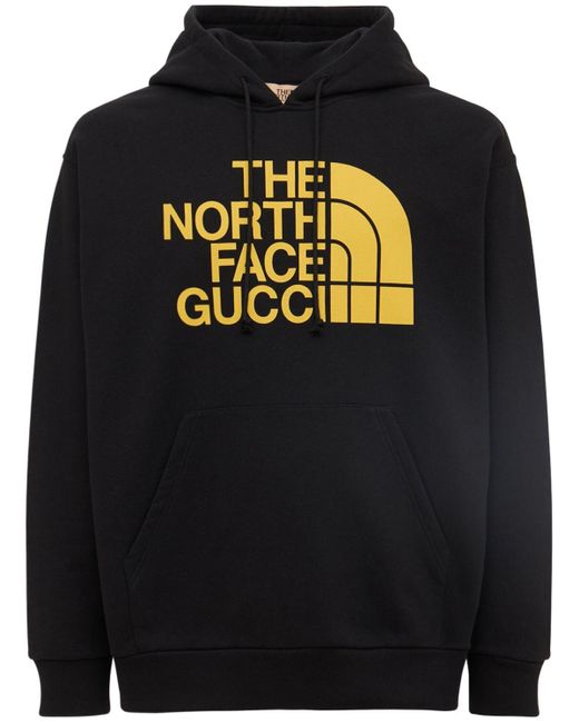 Gucci The North Face X Cotton Hoodie In Black Yellow Black For Men Lyst