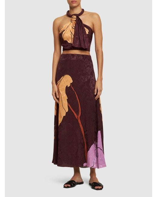 Johanna Ortiz Purple Crop-top Aus Jacquard "rooftop Serenade"