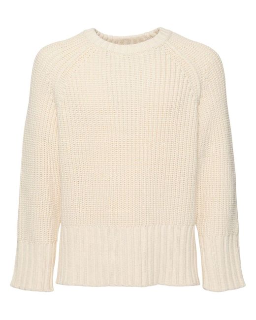 Low Classic コットンブレンドチャンキーリブニットセーター Natural
