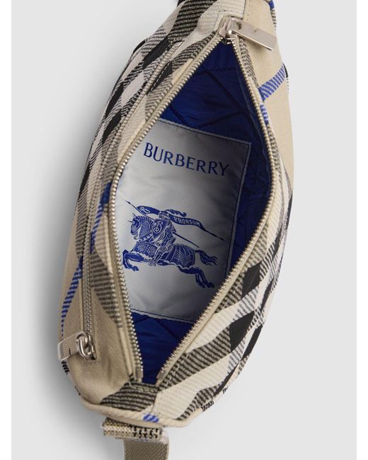 Burberry Gray Small Maderia Check Shield Messenger Bag for men