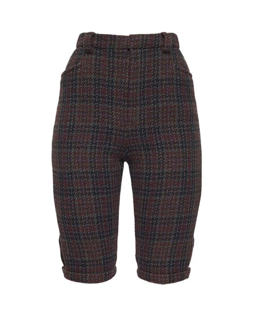 Dolce & Gabbana Brown Checkered Wool Bermuda Mid Waist Shorts Womens Clothing Shorts Knee-length shorts and long shorts 