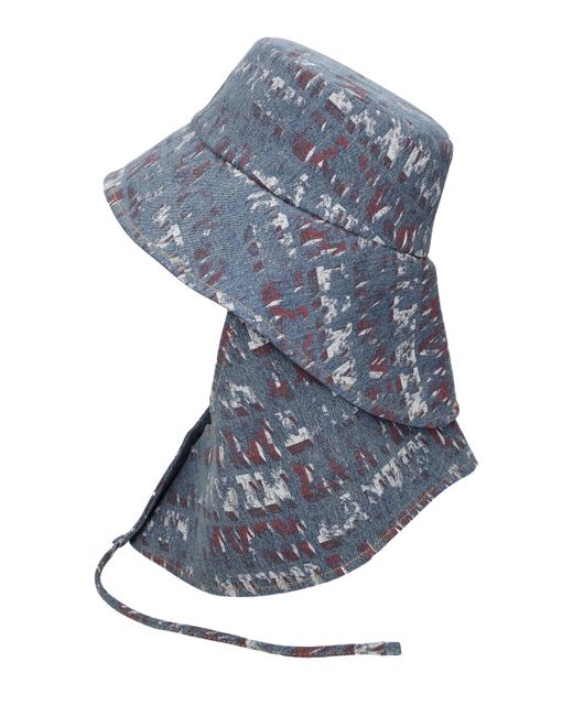 Lanvin Blue Printed Denim Fisherman Hat for men